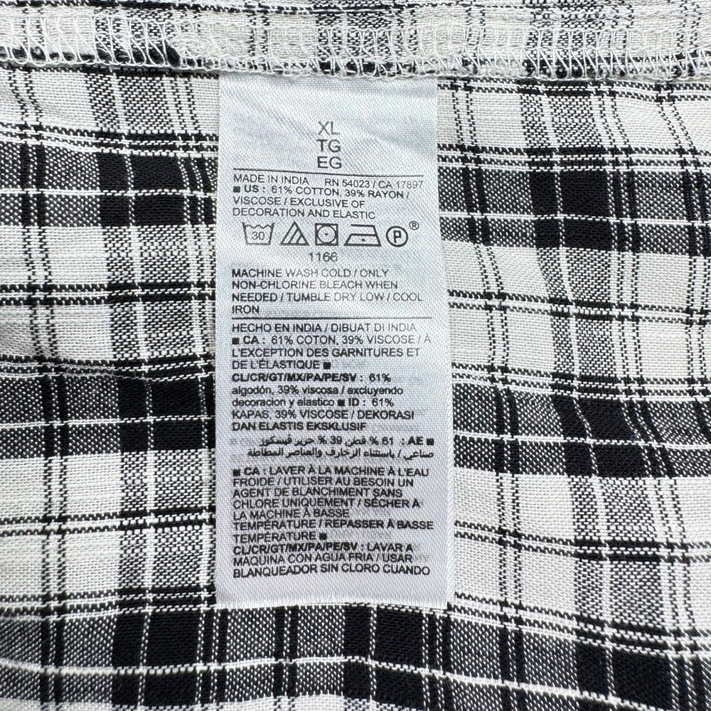 NEW Old Navy Midi Dress XL Plaid Black Smocked Cottagecore Pockets Peasant Boho - Picture 10 of 13